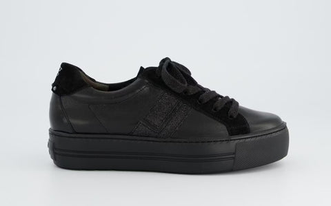 Paul Green Super soft Sneaker glossy calf/glitter black