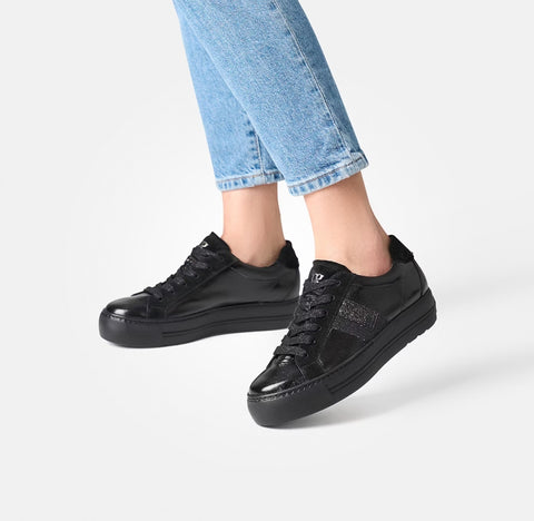 Paul Green Super soft Sneaker glossy calf/glitter black