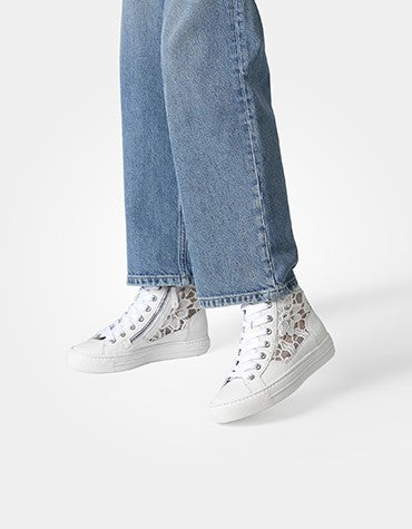 Paul Green Super soft Sneaker high mesh white