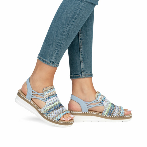 Rieker Keilsandalette Flechtana blau