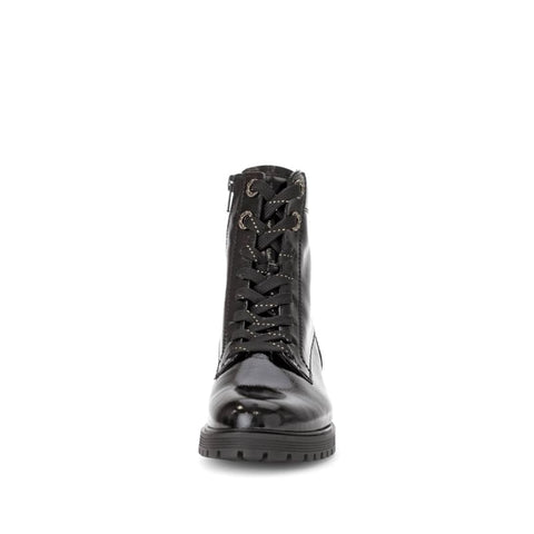Gabor - Schnürboots - Gabor Schnürstiefelette Knautschlack schwarz